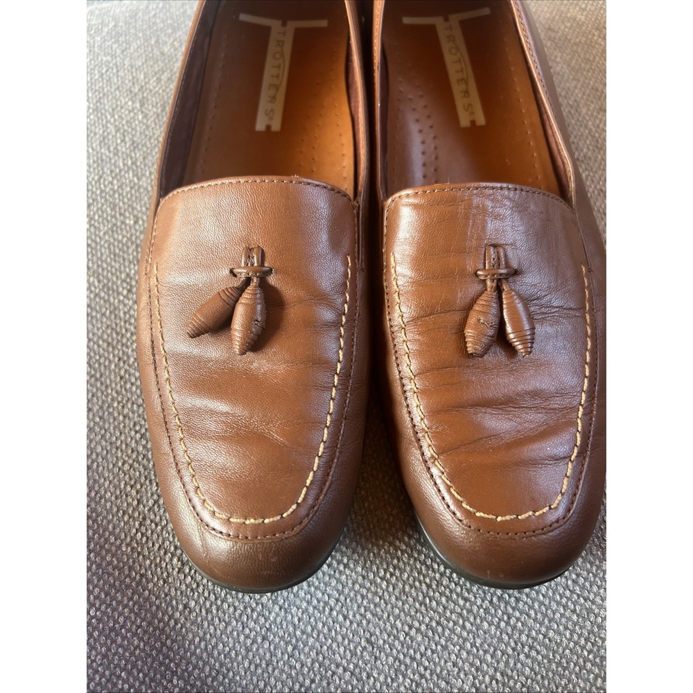 Trotters Brown Joyce Leather Loafers Tassel Slip‎ On Size 9 N - Picture 5 of 12